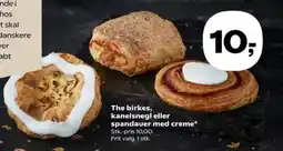 Kvickly The birkes, kanelsnegl eller spandauer med creme* tilbud