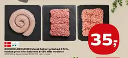 Kvickly BORNHOLMERGRISEN dansk hakket grisekød 8-12%, hakket grise- eller kalvekød 8-12% eller medister tilbud