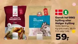 Kvickly Dansk hel BBQ kylling eller Holger kylling tilbud