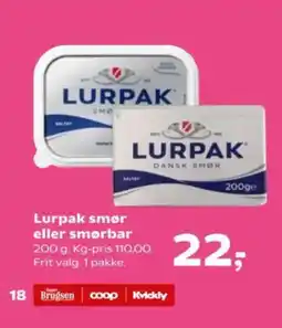 Kvickly Lurpak smør eller smørbar tilbud