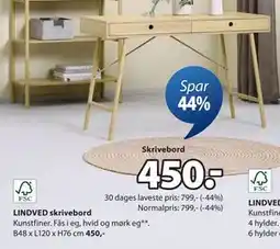 JYSK LINDVED skrivebord, DKK 450 tilbud