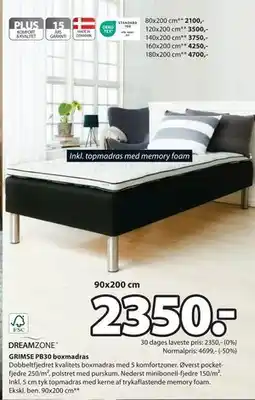 JYSK GRIMSE PB30 boxmadras, DKK 2350 tilbud