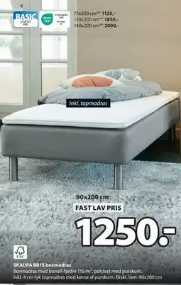 JYSK SKAUPA BB15 boxmadras, DKK 1250 tilbud