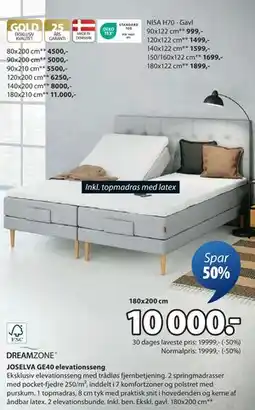 JYSK JOSELVA GE40 elevationsseng, DKK 10000 tilbud