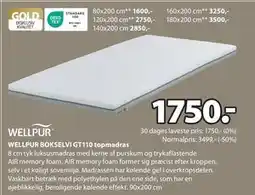 JYSK WELLPUR BOKSELVI GT110 topmadras, DKK 1750 tilbud