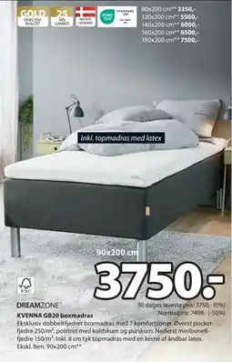 JYSK KVENNA GB20 boxmadras, DKK 3750 tilbud