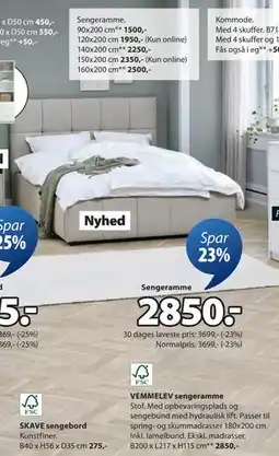 JYSK VEMMELEV sengeramme, DKK 2850 tilbud