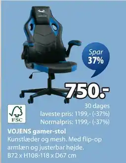 JYSK VOJENS gamer-stol, DKK 750 tilbud