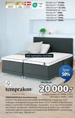 JYSK TEMPRAKON ULA elevationsseng, DKK 20000 tilbud