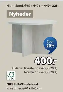 JYSK NIELSHAVE sofabord, DKK 400 tilbud