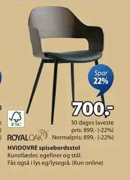 JYSK HVIDOVRE spisebordsstol, DKK 700 tilbud