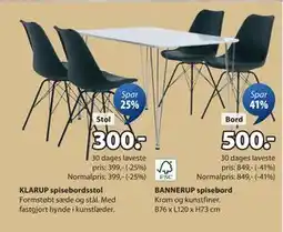 JYSK BANNERUP spisebord, DKK 500 tilbud