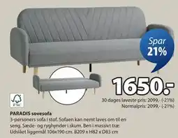 JYSK PARADIS sovesofa, DKK 1650 tilbud
