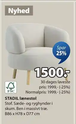JYSK STADIL lænestol, DKK 1500 tilbud