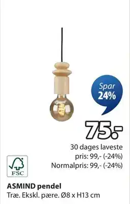 JYSK ASMIND pendel, DKK 75 tilbud