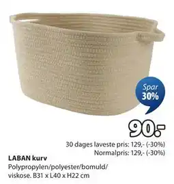 JYSK LABAN kurv, DKK 90 tilbud