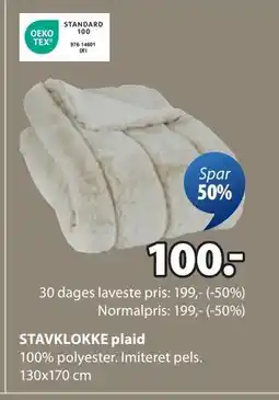 JYSK STAVKLOKKE plaid, DKK 100 tilbud