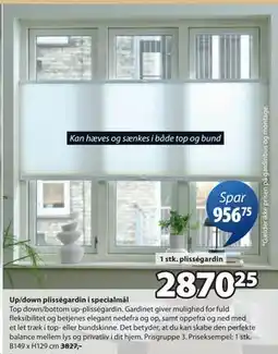 JYSK Up/down plisségardin i specialmål, DKK 2870.25 tilbud