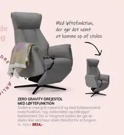Daells Bolighus ZERO GRAVITY DREJESTOL MED LØFTEFUNKTION, DKK 8834 tilbud