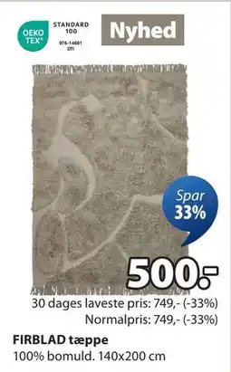 JYSK FIRBLAD tæppe, DKK 500 tilbud