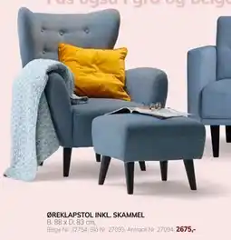 Daells Bolighus ØREKLAPSTOL INKL. SKAMMEL, DKK 2675 tilbud