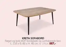 Daells Bolighus KRETA SOFABORD, DKK 887 tilbud