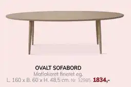 Daells Bolighus OVALT SOFABORD, DKK 1834 tilbud