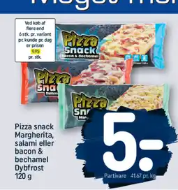 REMA 1000 Pizza snack Margherita, salami eller bacon & bechamel Dybfrost tilbud