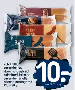 REMA 1000 REMA 100 store hotdogbrød, pølsebrød, brioche burgerboller eller 0 burgerboller, tilbud