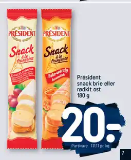 REMA 1000 Président snack brie eller rødkit ost tilbud