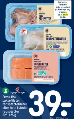 REMA 1000 Fersk fisk Laksefileter, rødspættefileter eller hele flåede rødspætter tilbud