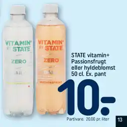 REMA 1000 STATE vitamin+ Passionsfrugt eller hyldeblomst 50 cl. Ex. pant tilbud
