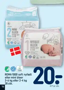 REMA 1000 REMA 1000 soft nyfødt eller mini bleer tilbud
