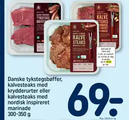 REMA 1000 Danske tykstegsbøffer, kalvesteaks med krydderurter eller kalvesteaks med nordisk inspireret tilbud
