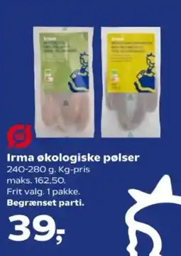 Kvickly Irma økologiske pølser tilbud