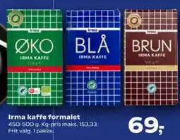 Kvickly Irma kaffe formalet tilbud