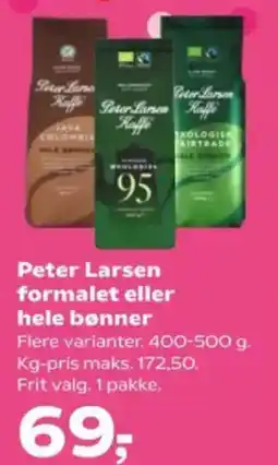 Kvickly Peter Larsen formalet eller hele bønner tilbud