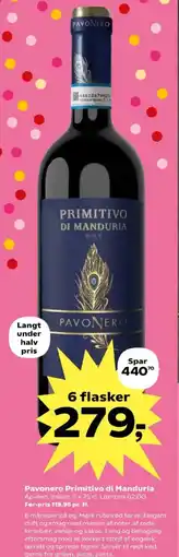 Kvickly Pavonero Primitivo di Manduria tilbud