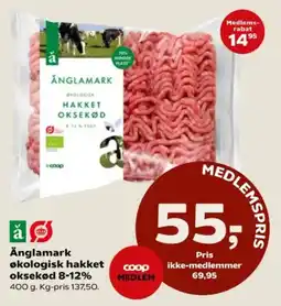 Kvickly Änglamark økologisk hakket oksekød 8-12% tilbud