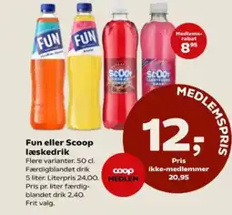 Kvickly Fun eller Scoop læskedrik tilbud