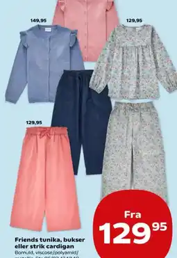 Kvickly Friends tunika, bukser eller strik cardigan tilbud