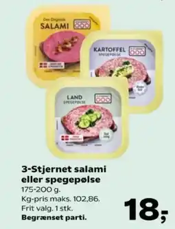 SuperBrugsen 3-Stjernet salami eller spegepølse tilbud