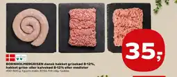 SuperBrugsen BORNHOLMERGRISEN dansk hakket grisekød 8-12%, hakket grise- eller kalvekød 8-12% eller medister tilbud