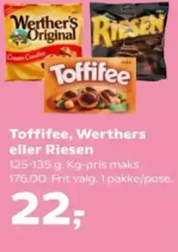 SuperBrugsen Toffifee, Werthers eller Riesen tilbud