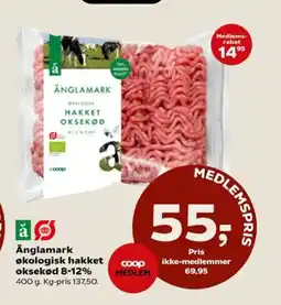 SuperBrugsen Änglamark økologisk hakket oksekød 8-12% tilbud