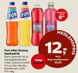 SuperBrugsen Fun eller Scoop læskedrik tilbud