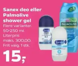 SuperBrugsen Sanex deo eller Palmolive shower gel tilbud