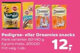 SuperBrugsen Pedigree- eller Dreamies snacks tilbud