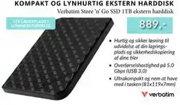 CBC Verbatim Store ‘n’ Go SSD 1TB ekstern harddisk, DKK 889 tilbud