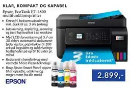 CBC Epson EcoTank ET-4800 multifunktionsprinter, DKK 2899 tilbud